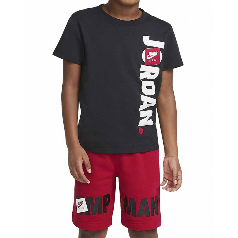 Kids Jordan Jumpman Tee&Short Black&Red Set