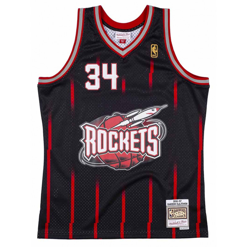 Houston Rockets Hakeem Olajuwon 96-97 Black Mitchell & Ness Men’s Reload Swingman Jersey