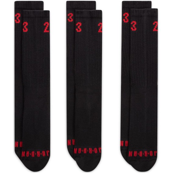 Buy Jordan Essentials Crew Black Red Socks (3 Pair) | 24Segons
