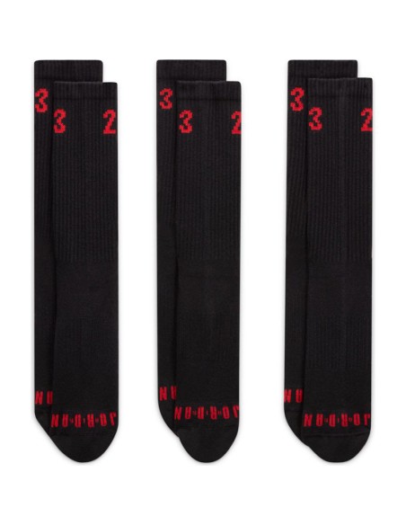 Jordan Comprare Calzini Essentials Crew Nero Rosso (3 Pr)|24Segoni