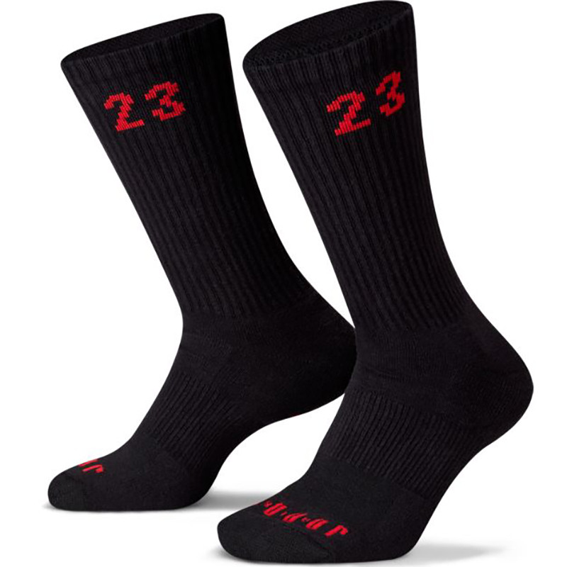 Jordan Essentials Crew Black University Red Socks (3 Pair)