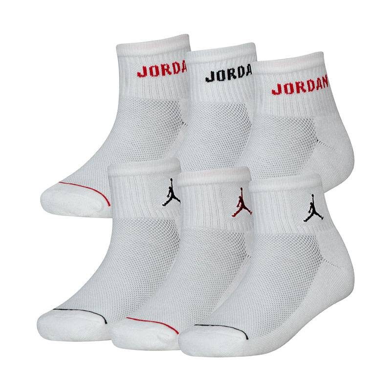 Junior Jordan Legend Ankle White Socks (6pk)