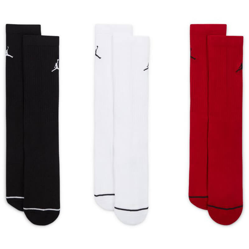 Jordan Everyday Crew Black White Red Socks (3pk)