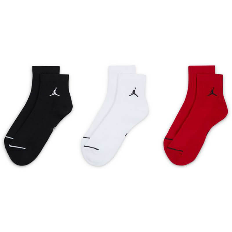 Jordan Everyday Black White Red Ankle Socks (3P)