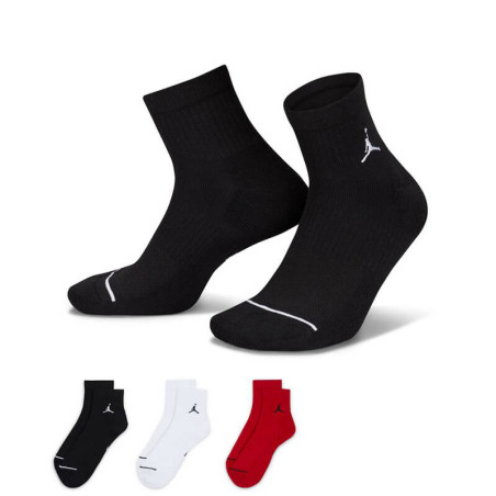 Jordan Everyday Black White Red Ankle Socks (3P)