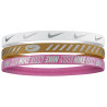 Cintas Pelo Nike Metallic White Gold Pink (3pk)
