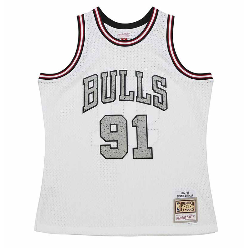 Men's Chicago Bulls Dennis Rodman Mitchell & Ness Platinum 1997/98 Hardwood  Classics 75th Anniversary Swingman Jersey