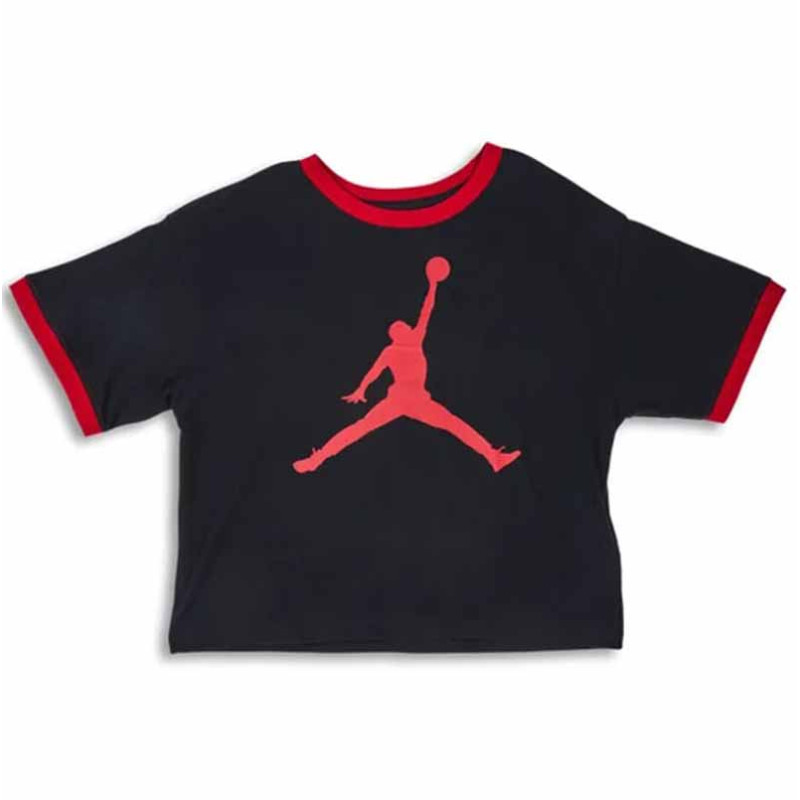 Girl Jordan Essentials Ringer Black Red T-shirt