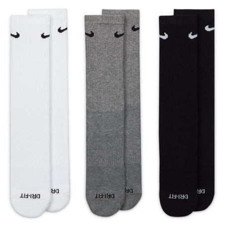Nike Everyday Plus Cushioned Crew White Grey Black Socks 3pk