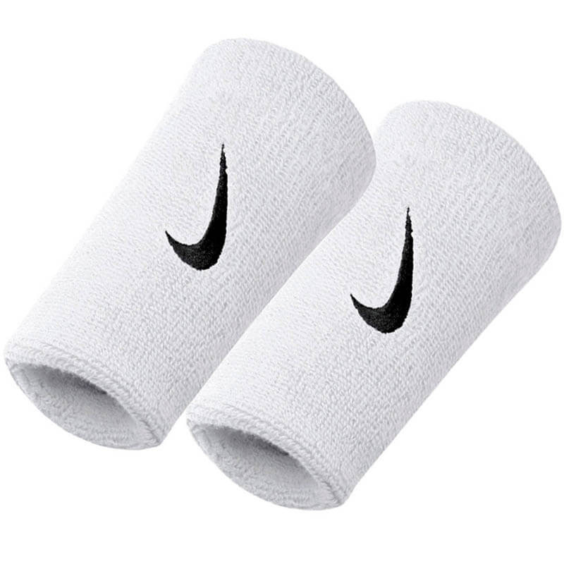 Nike Swoosh Doublewide Logo Dry Long White Wristbands