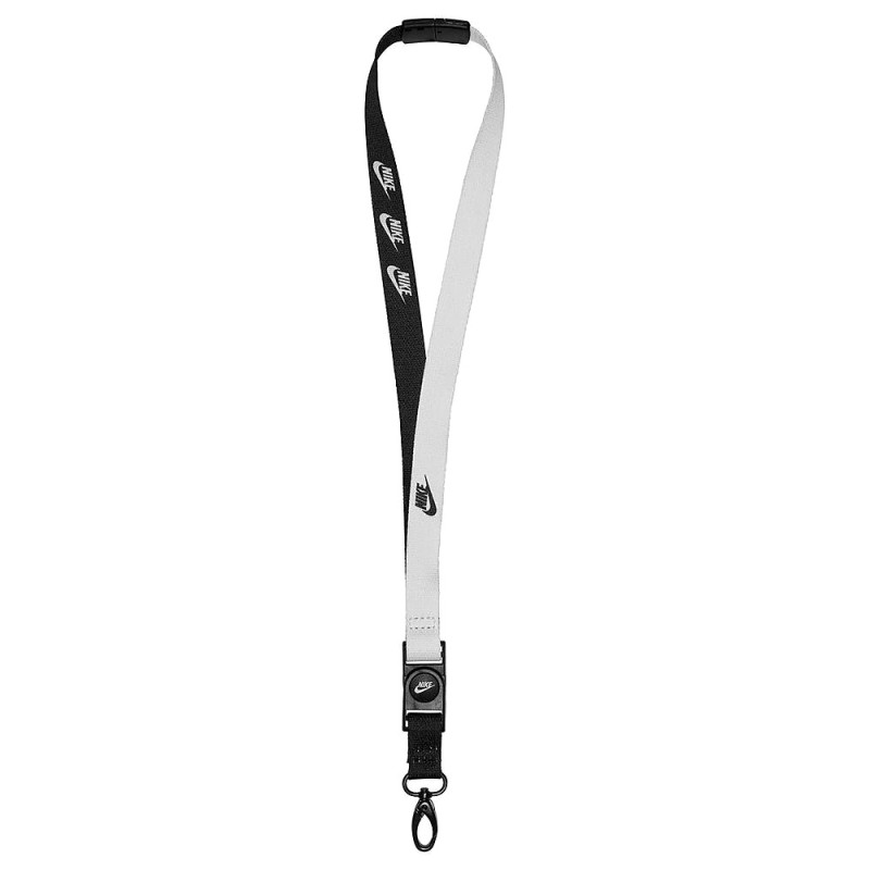 Nike Premium Lanyard Printed Reversible Black White Keychain
