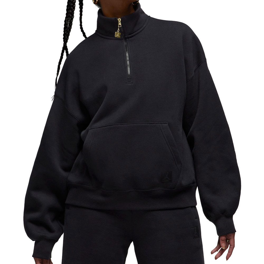 Woman Jordan Flight Fleece Zip-Top Black Sweatshirt