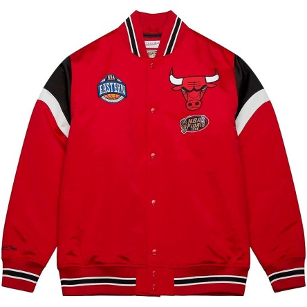 Buy Chicago Bulls NBA Heavyweight Satin Red Jacket | 24Segons