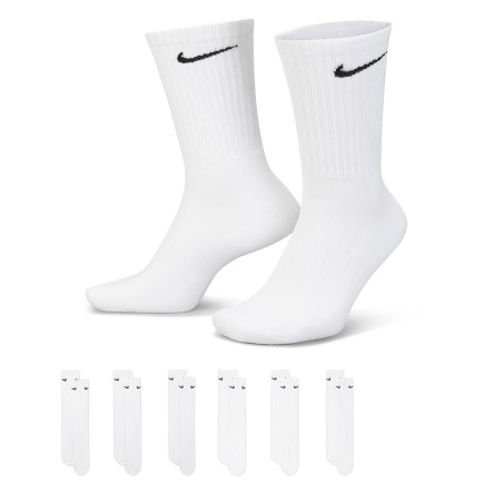 Buy Nike Everyday Cushioned Crew White 6pk Socks | 24Segons