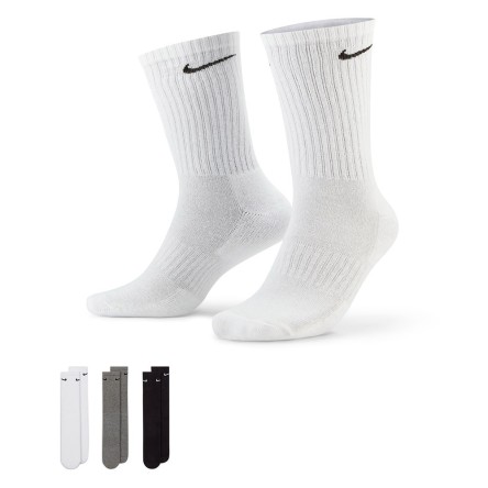 Buy Nike Everyday Cushion Crew White Grey Black 3pk Socks | 24Segons