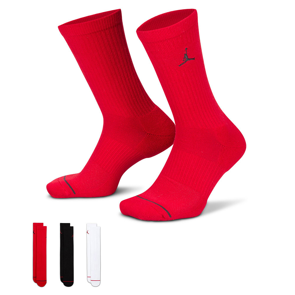 Jordan Everyday Crew Red Black White 3pk Socks