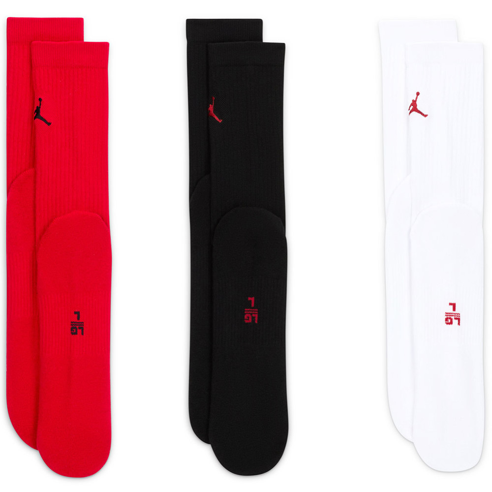 Jordan Everyday Crew Red Black White 3pk Socks