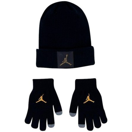 Comprar Set Kids Jordan Metal Jumpman Gorro Guants Black Gold|24Segons