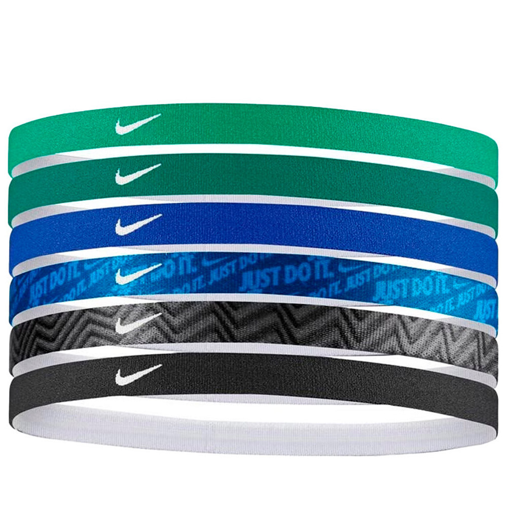 Nike Printed Graphic Green Blue Black 6pk Headbands