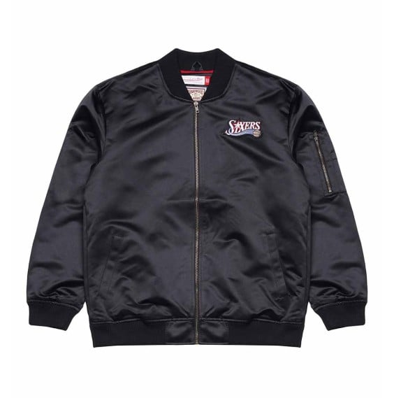 Buy Philadelphia 76ers NBA Lightweight Satin Bomber Black | 24Segons