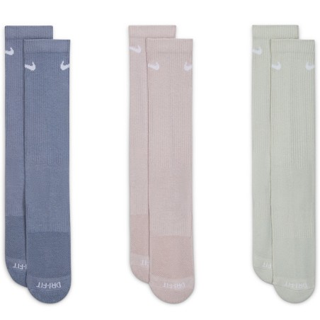 Nike Everyday Plus Cushioned Crew Blue Pink Grey 3pk Socks