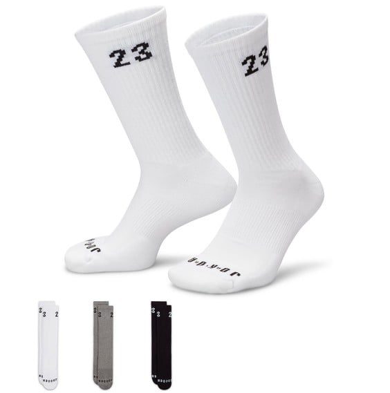 Jordan Chaussettes Essentials Crew White Grey Black (3 paires)