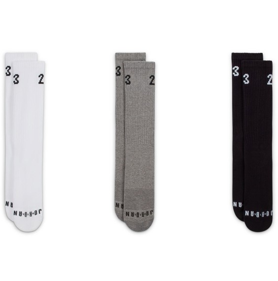 Jordan Chaussettes Essentials Crew White Grey Black (3 paires)
