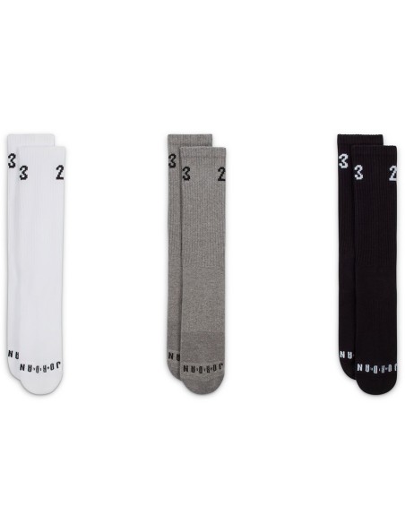 Jordan Calzini Essentials Crew Bianco Grigio Nero (3 paia)