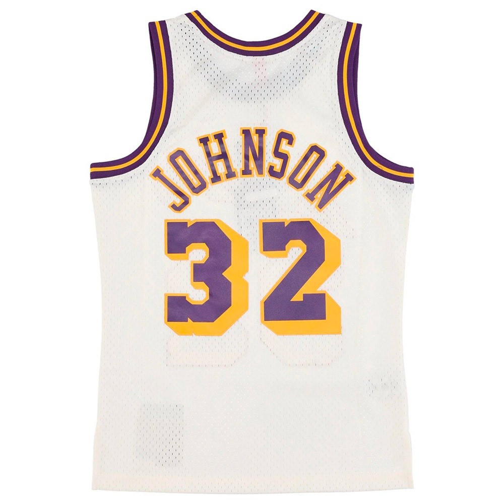 Magic Johnson Los Angeles Lakers 84-85 White Retro Swingman