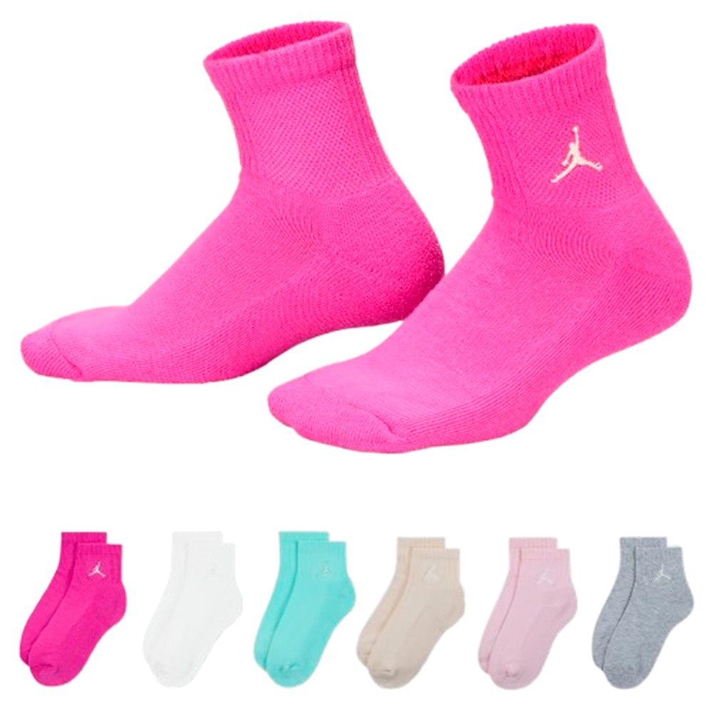 Junior Jordan Everyday Essentials Crew Pink Multi 6pk Socks