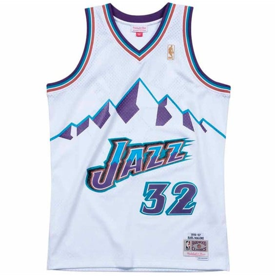 Comprare Karl Malone Utah Jazz 96-97 Bianco Retro Swingman | 24Segons