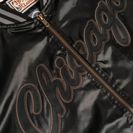 Chicago Bulls Teside Satin Bomber Black Jacket