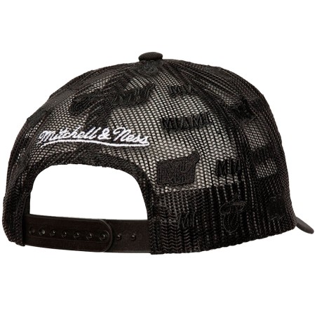 Miami Heat Logo Monogram Trucker Black Cap