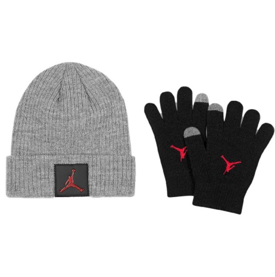Compra Set Kids Jordan Metal Jumpman Gorro Guantes Grey Black|24Segons