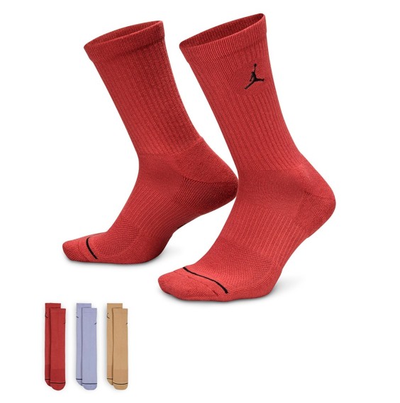 Buy Socks Jordan Everyday Crew Red Grey Brown 3pk | 24Segons