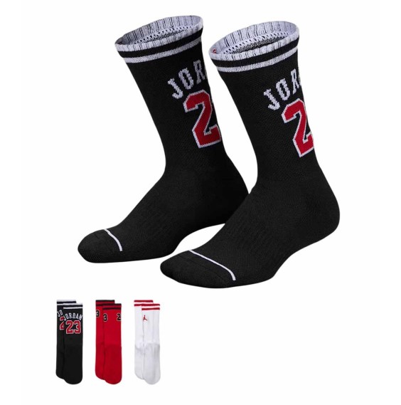 Acheter des chaussettes de sport Varsity Jersey Rouge Blanc Noir 3P | Kids 24Segons