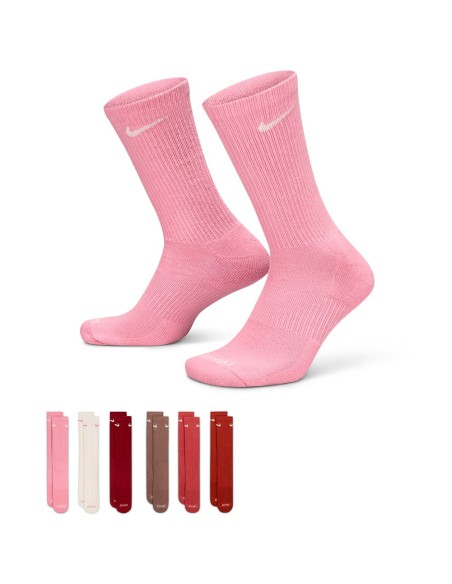 Buy Nike Everyday Plus Cushioned Training Crew Pink Tones 6PK| Socks24Segons