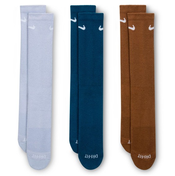 Buy Nike Everyday Plus Cushioned Crew Blue Brown Socks 3pk|24Segons