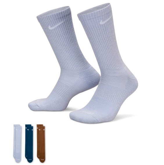 Acheter Nike Everyday Plus Cushioned Crew Blue Brown Socks 3pk| (en anglais)24Segons