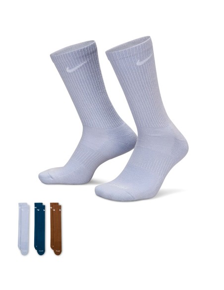Buy Nike Everyday Plus Cushioned Crew Blue Brown Socks 3pk|24Segons