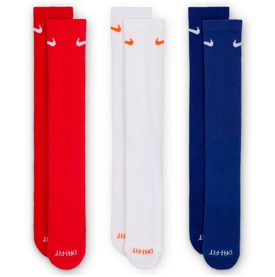 Comprare Nike Everyday Plus Cushioned Crew White Red Blue 3pk|Calzini24Segons