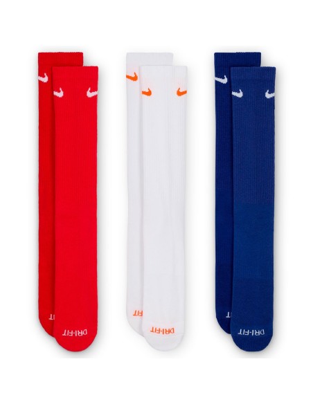 Comprare Nike Everyday Plus Cushioned Crew White Red Blue 3pk|Calzini24Segons