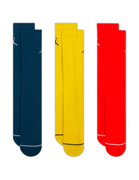 Acheter Jordan Everyday Crew Blue Yellow Red (3pk) Socks | 24Segons