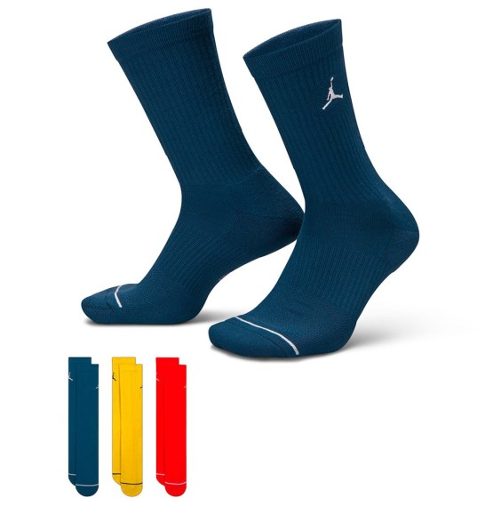 Acheter Jordan Everyday Crew Blue Yellow Red (3pk) Socks | 24Segons