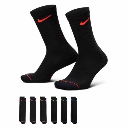 Buy Nike Everyday Elevated 6Pk Black Socks | 24Segons