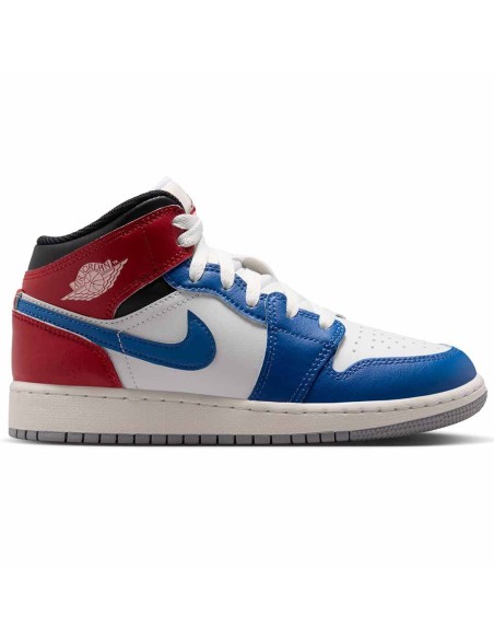 Buy Junior Air Jordan 1 Mid True Blue Red Sneakers | 24Segons