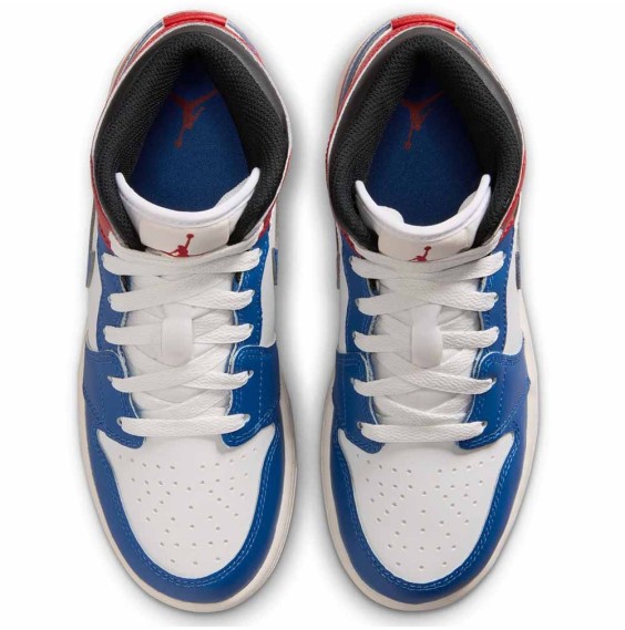 Acquista le sneakers Air Jordan 1 Mid True Blue Red per ragazzi | 24Segons