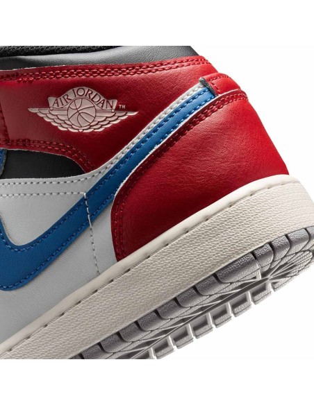Achetez les baskets Air Jordan 1 Mid True Blue Red pour enfants | 24Segons