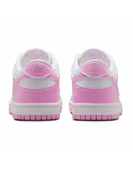 Achetez les baskets Nike Dunk Low Junior blanches et roses | 24Segons