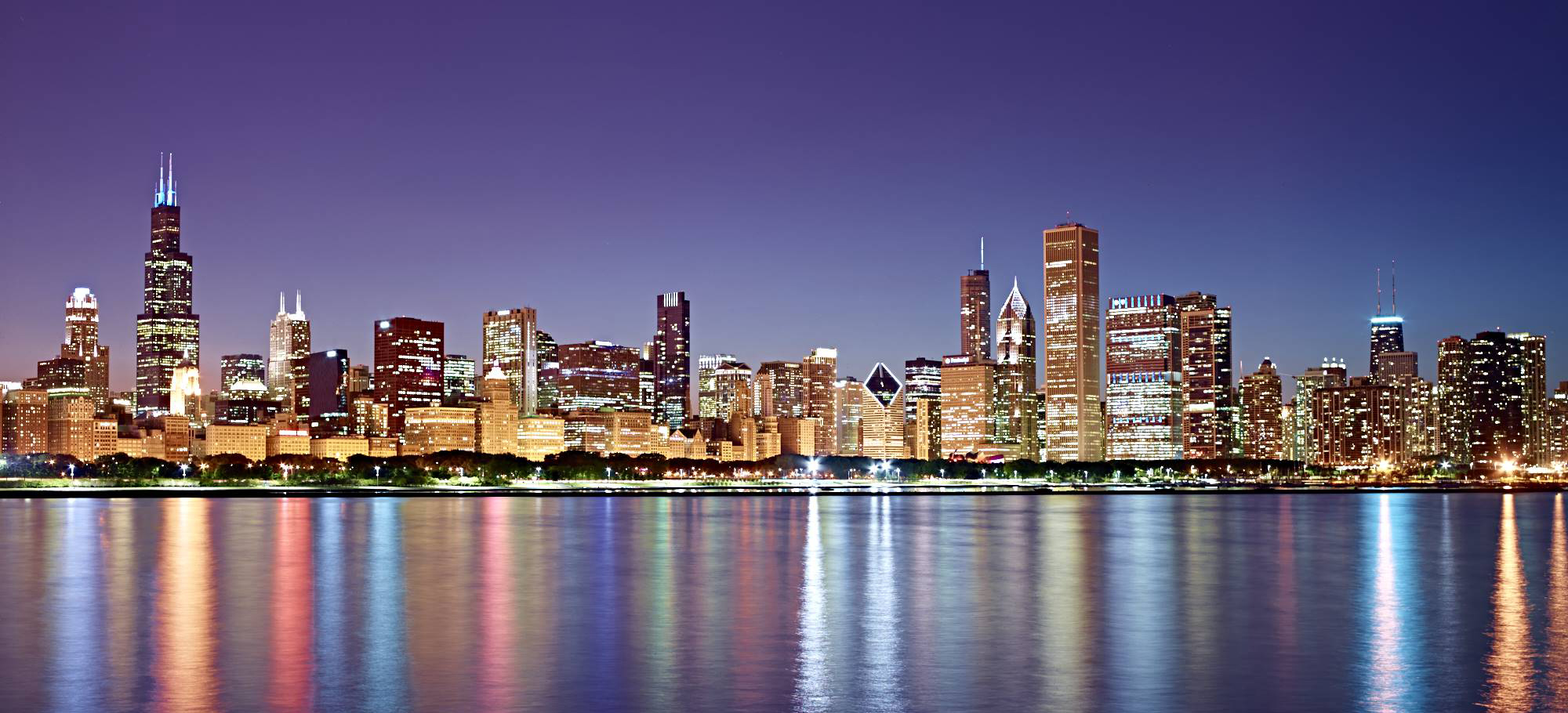 chicago-skyline-sunset-night-reflections-hd-photography